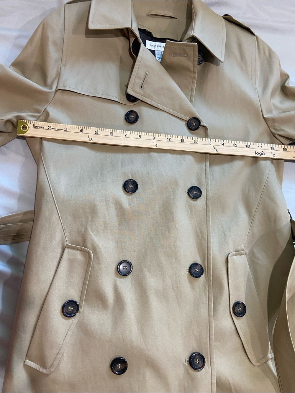 Preston & York Cotton Classic long Tan Trench Coat Sz 4 NWT - Picture 5 of 5